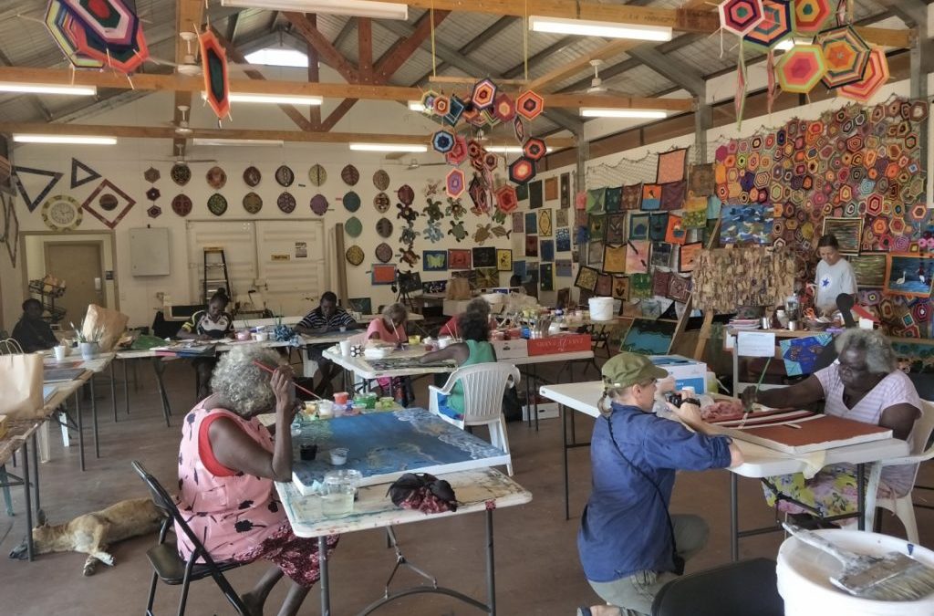 Female Wik and Kugu artists paint their stories