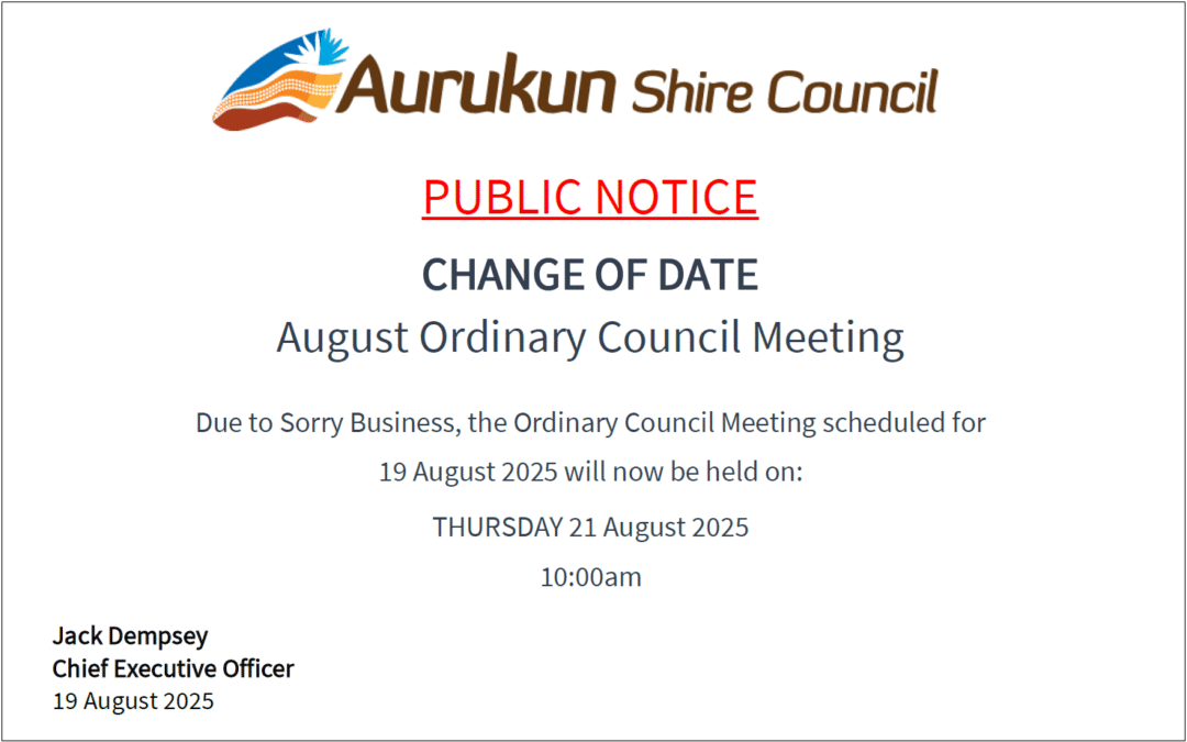 Public Notice – Change of Meeting Date