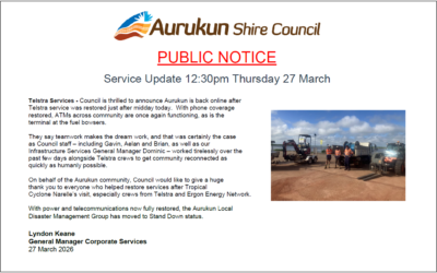 Service Update 12:30pm Thursday 26 March