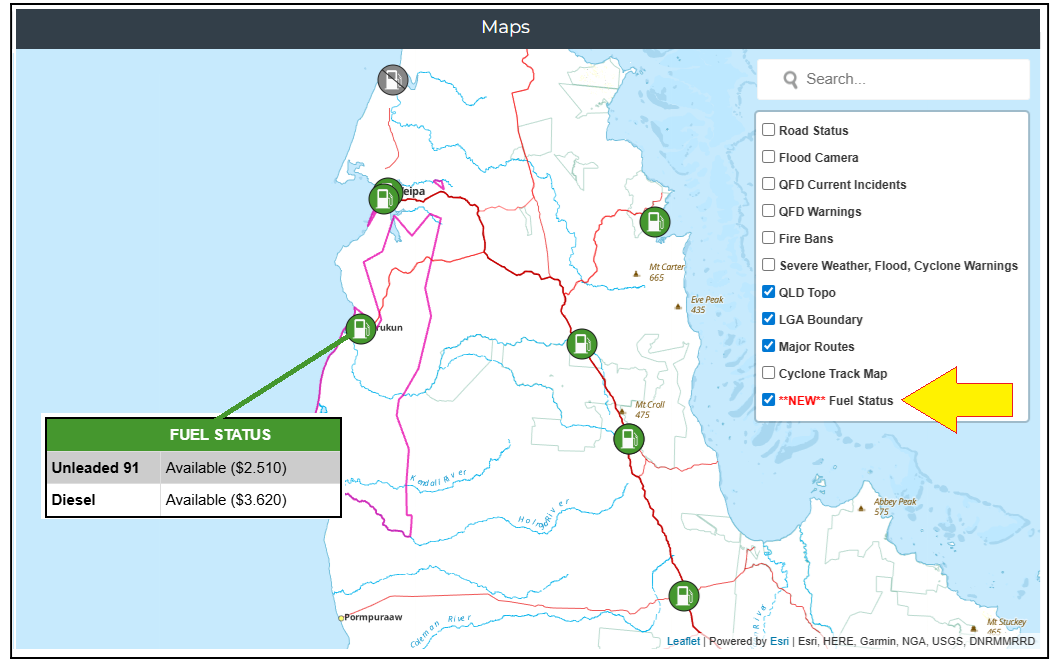 Emergency Management Dashboard map now shows fuel availability