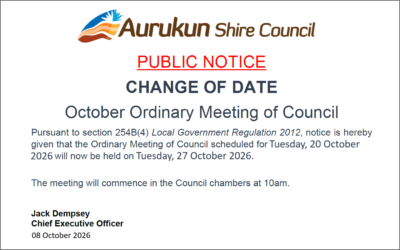 October 2026 Council Meeting Date Change